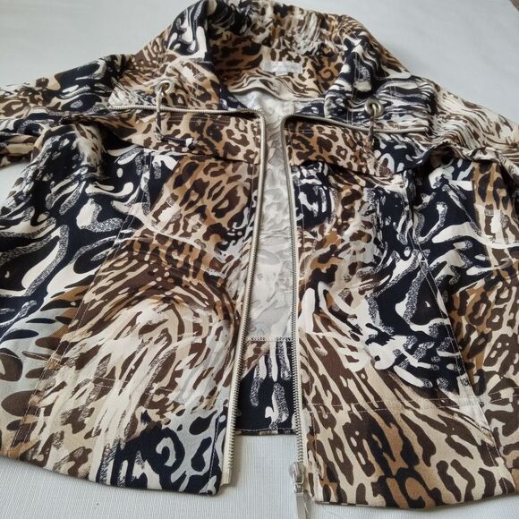 Erin London Vintage Animal Pattern Lightweight Zip Up Jacket Women's Size Medium - Picture 11 of 12
